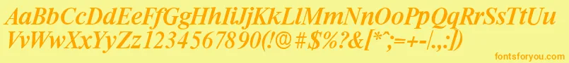 RiccioneserialMediumItalic Font – Orange Fonts on Yellow Background