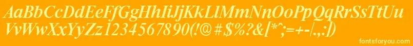 RiccioneserialMediumItalic Font – Yellow Fonts on Orange Background