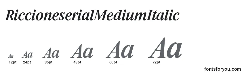 Größen der Schriftart RiccioneserialMediumItalic