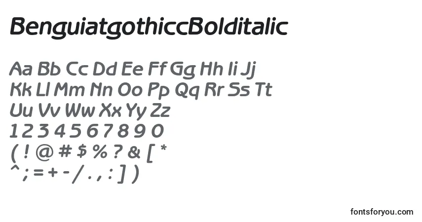 Czcionka BenguiatgothiccBolditalic – alfabet, cyfry, specjalne znaki