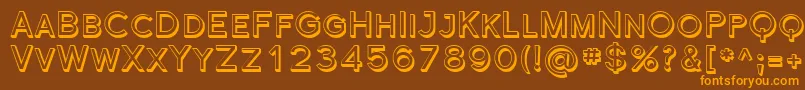 フォントFlorencesansScShaded – オレンジ色の文字が茶色の背景にあります。