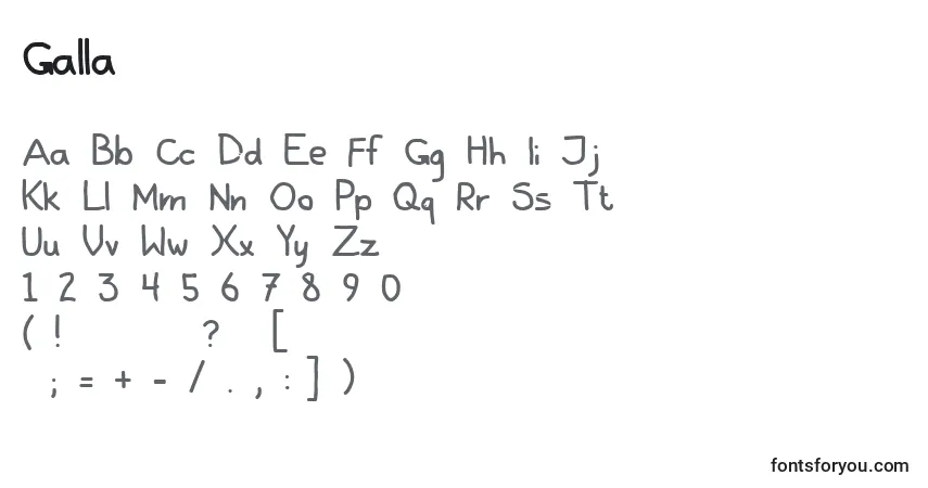 Шрифт Galla – алфавит, цифры, специальные символы