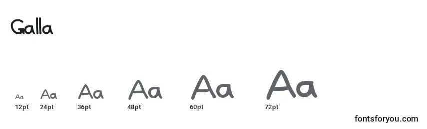 Размеры шрифта Galla