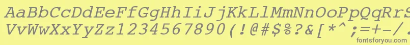 フォントCourierNewItalic – 黄色の背景に灰色の文字