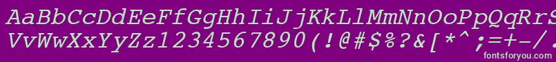 Fonte CourierNewItalic – fontes verdes em um fundo violeta