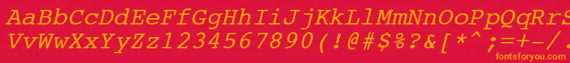 フォントCourierNewItalic – 赤い背景にオレンジの文字