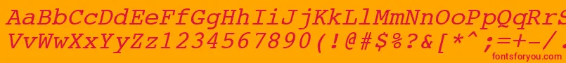 フォントCourierNewItalic – オレンジの背景に赤い文字