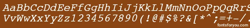 フォントCourierNewItalic – 茶色の背景に白い文字