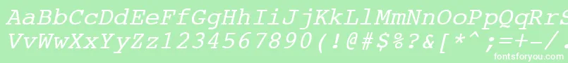 フォントCourierNewItalic – 緑の背景に白い文字