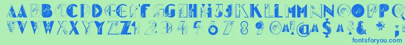 Glitter ffy Font – Blue Fonts on Green Background