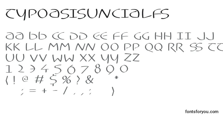 Typoasisuncialfs-fontti – aakkoset, numerot, erikoismerkit