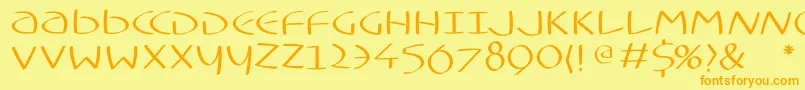 フォントTypoasisuncialfs – オレンジの文字が黄色の背景にあります。