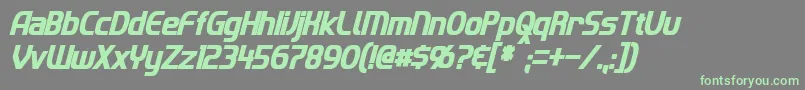 ImakiCondensedBoldItalic-fontti – vihreät fontit harmaalla taustalla