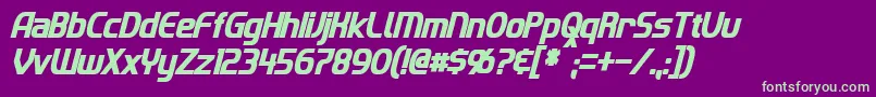 ImakiCondensedBoldItalic Font – Green Fonts on Purple Background