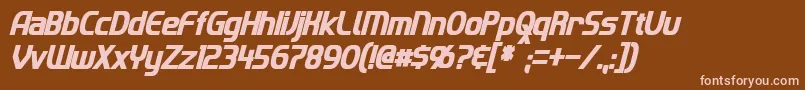 ImakiCondensedBoldItalic Font – Pink Fonts on Brown Background