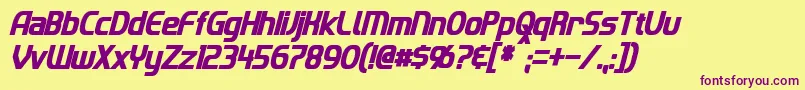 ImakiCondensedBoldItalic Font – Purple Fonts on Yellow Background