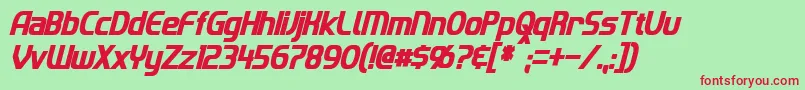 ImakiCondensedBoldItalic Font – Red Fonts on Green Background