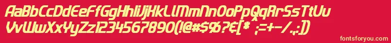 ImakiCondensedBoldItalic Font – Yellow Fonts on Red Background