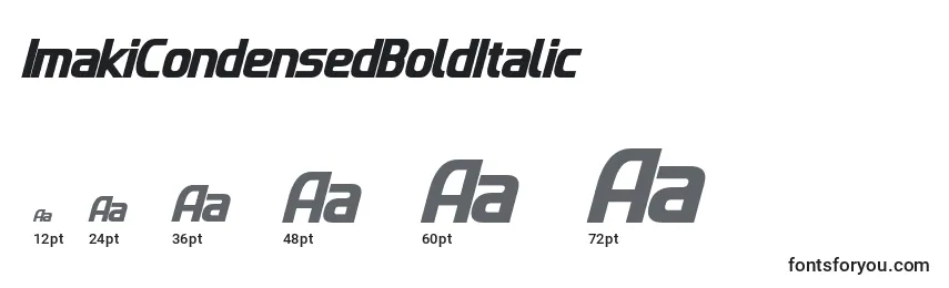 Größen der Schriftart ImakiCondensedBoldItalic