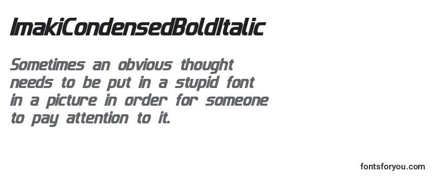 Schriftart ImakiCondensedBoldItalic