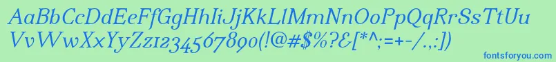 IrianisadfstdItalic Font – Blue Fonts on Green Background