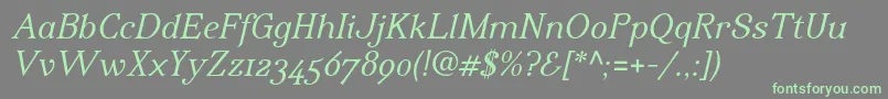 IrianisadfstdItalic Font – Green Fonts on Gray Background