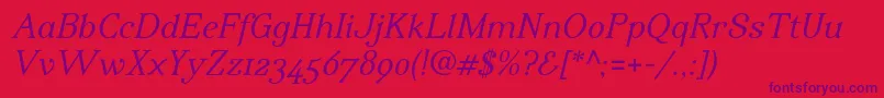 IrianisadfstdItalic Font – Purple Fonts on Red Background