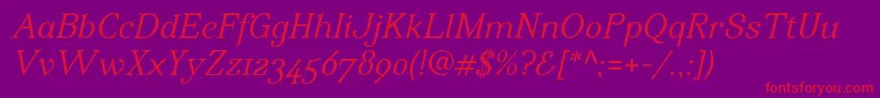 IrianisadfstdItalic Font – Red Fonts on Purple Background