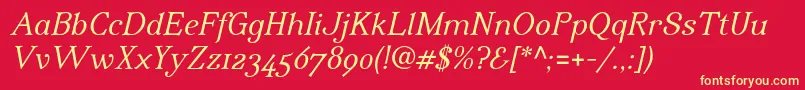 IrianisadfstdItalic Font – Yellow Fonts on Red Background