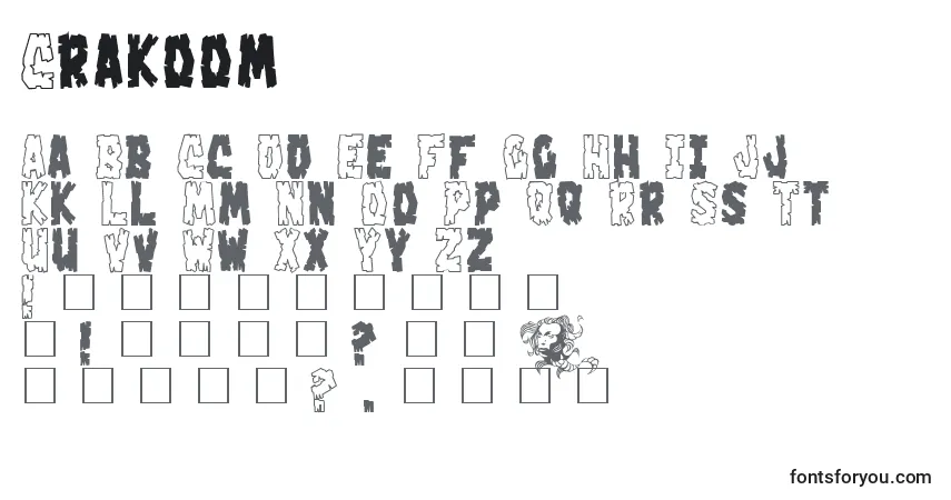 Czcionka Crakoom – alfabet, cyfry, specjalne znaki