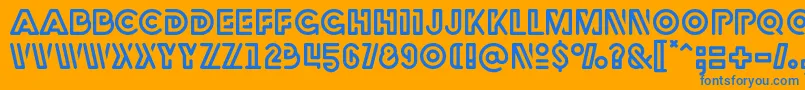 Rubber Font – Blue Fonts on Orange Background