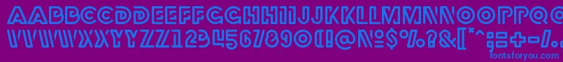 フォントRubber – 紫色の背景に青い文字