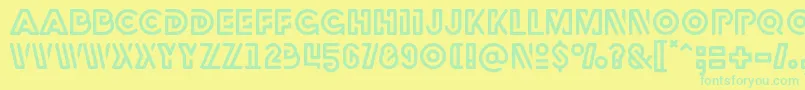 フォントRubber – 黄色い背景に緑の文字