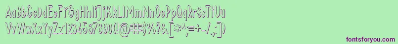Czcionka Plakat1ShadowDb – fioletowe czcionki na zielonym tle