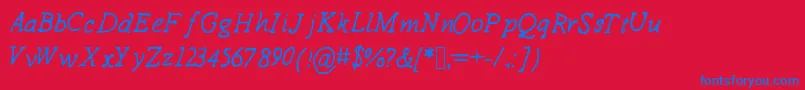 Drewhandwriting2-Schriftart – Blaue Schriften auf rotem Hintergrund