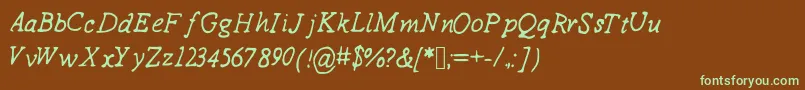 Drewhandwriting2-fontti – vihreät fontit ruskealla taustalla