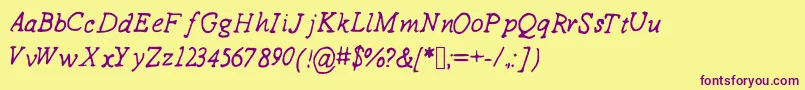 Drewhandwriting2 Font – Purple Fonts on Yellow Background