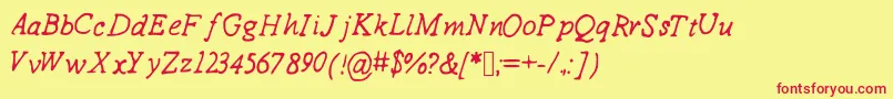 Drewhandwriting2 Font – Red Fonts on Yellow Background