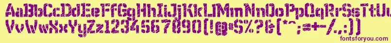 WcWunderbachRoughBta Font – Purple Fonts on Yellow Background