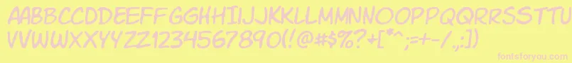 Fonte Komikasl – fontes rosa em um fundo amarelo