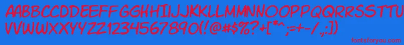 フォントKomikasl – 赤い文字の青い背景