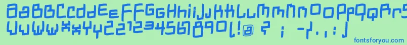 Czcionka DadastracesfreeshapesBolditalic – niebieskie czcionki na zielonym tle