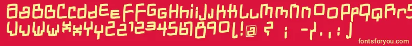 Шрифт DadastracesfreeshapesBolditalic – жёлтые шрифты на красном фоне