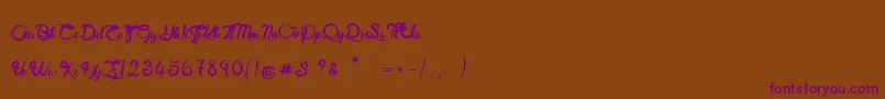 RoyalChicken-Schriftart – Violette Schriften auf braunem Hintergrund