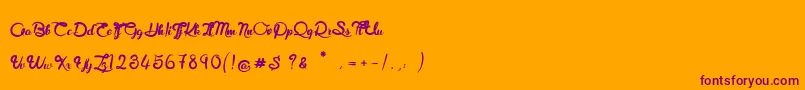 RoyalChicken-Schriftart – Violette Schriften auf orangefarbenem Hintergrund