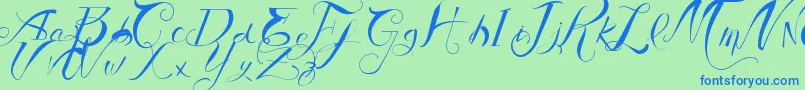 VtksAuthentic-Schriftart – Blaue Schriften auf grünem Hintergrund