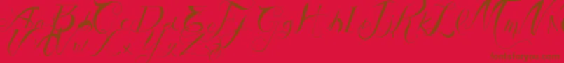 VtksAuthentic Font – Brown Fonts on Red Background