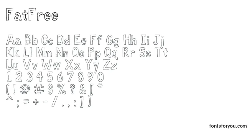 Schriftart FatFree – Alphabet, Zahlen, spezielle Symbole