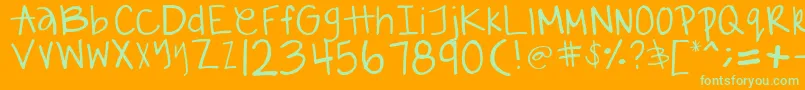 GabiieSHandwritting Font – Green Fonts on Orange Background