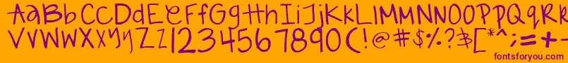 GabiieSHandwritting Font – Purple Fonts on Orange Background